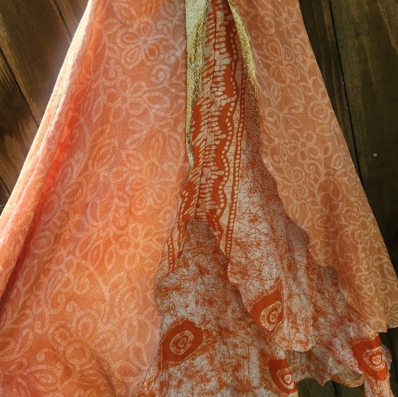 Vintage Peach Halter Neck Flowy Dress 100% Silk Baba Clothing LA Y2k 90s Boho - Picture 5 of 7